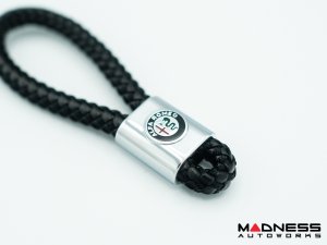 Keychain - Leather - Rope Design w/ Alfa Romeo Crest 